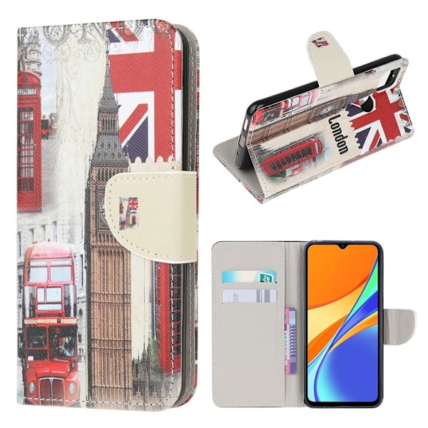 Wonderland Xiaomi Redmi 9C Flip etui - London elementer Multicolor