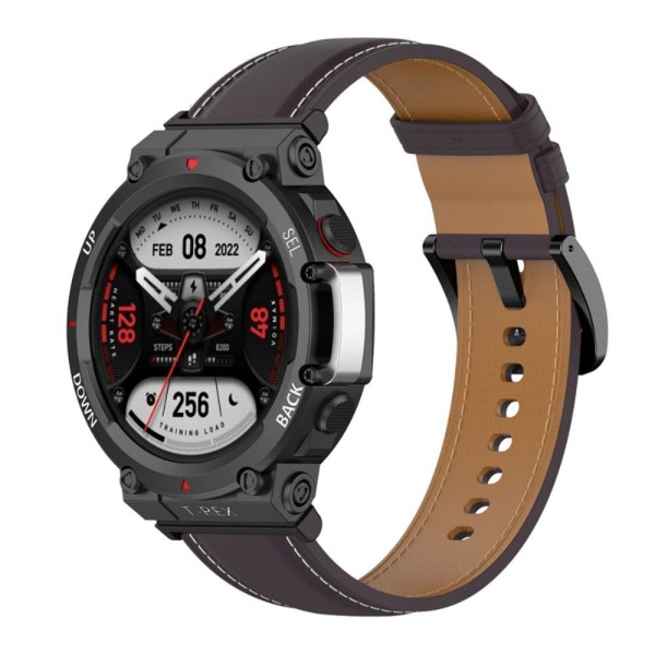 Amazfit T-Rex 2 klockarmband i äkta läder med verktyg - Mörklila Lila