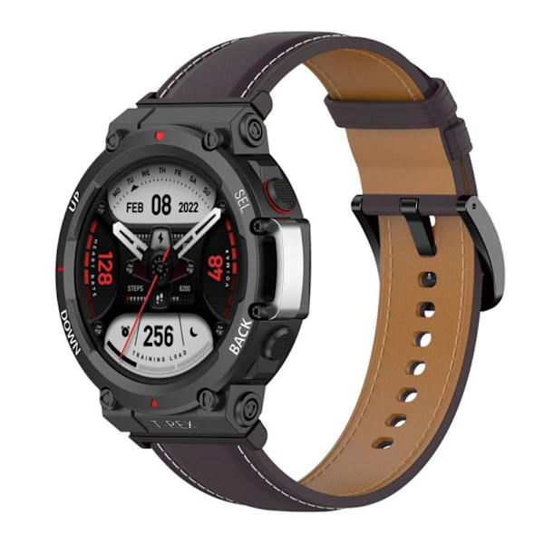 Amazfit T-Rex 2 urrem i ægte læder med værktøj - Mørklilla Purple
