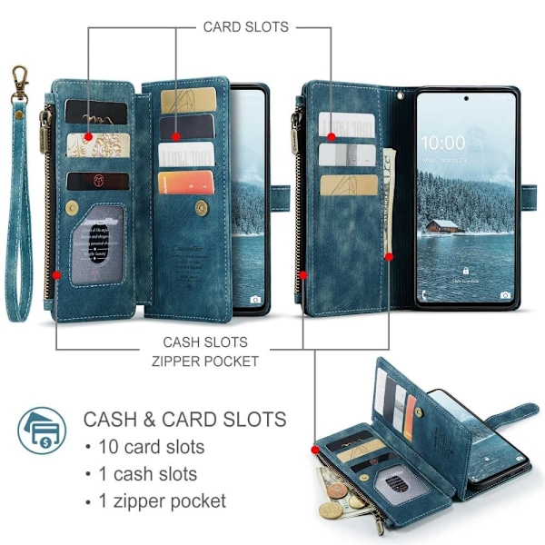 CaseMe Samsung Galaxy A33 5G etui med lynlås og pung - Blå Blue