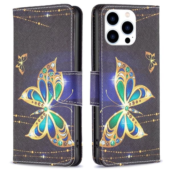 Wonderland iPhone 16 Pro Max fodral -Smycken Fjäril Guld