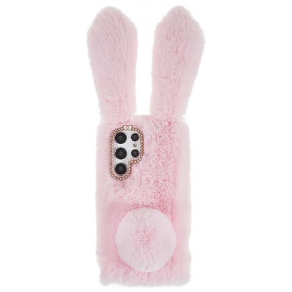 Fluffy Rabbit Samsung Galaxy S22 Ultra skal - Rosa Rosa
