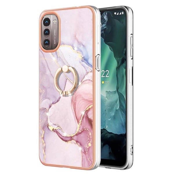 Marble Patterned Suojakuori With Ring Holder For Nokia G11 / G21 Pink