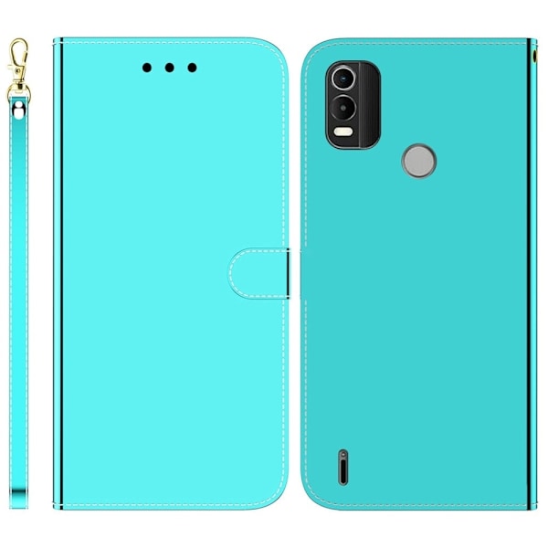 Mirror Nokia C21 Plus flip-etui - Cyan Green
