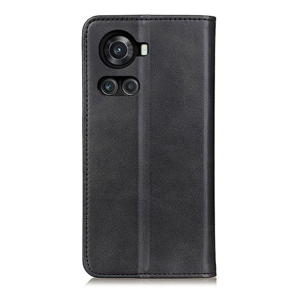 OnePlus 10R / OnePlus Ace lompakkokotelo, aitoa nahkaa - Musta Black
