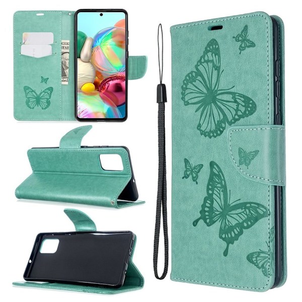 Butterfly läder Samsung Galaxy A71 fodral - Grön Grön