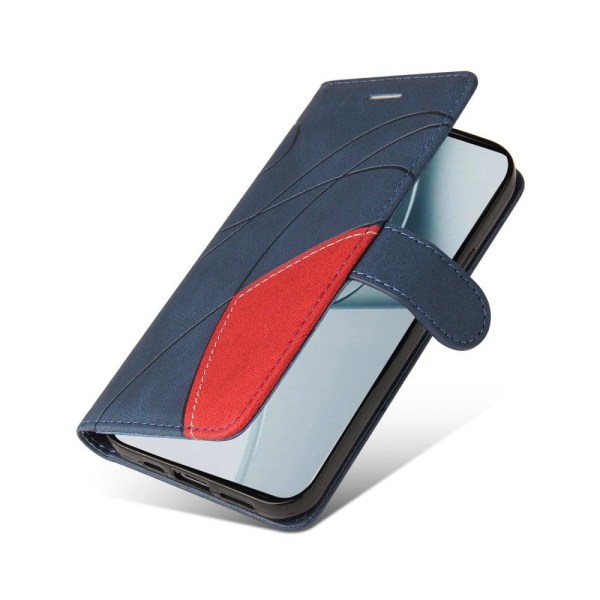 Texturerat läder OnePlus 10 Pro fodral med handledsband - Blå Blå