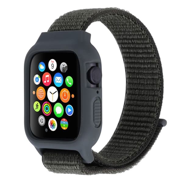 Apple Watch Series 5 40mm nylon silikone Ramme - Mørkegrå Black
