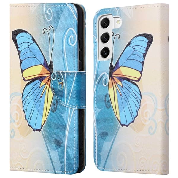 Wonderland Samsung Galaxy S23 Plus Flip Etui - Sommerfugl Blue