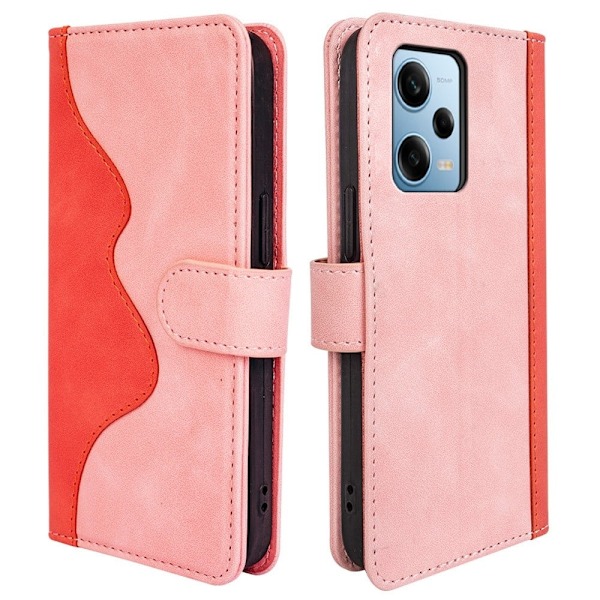 Tvåfärgat Xiaomi Redmi Note 12 Pro fodral i läder - Rosa Rosa