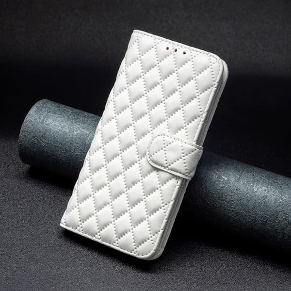 Rombemønster, matt flip-deksel for Samsung Galaxy A06 - Hvit White