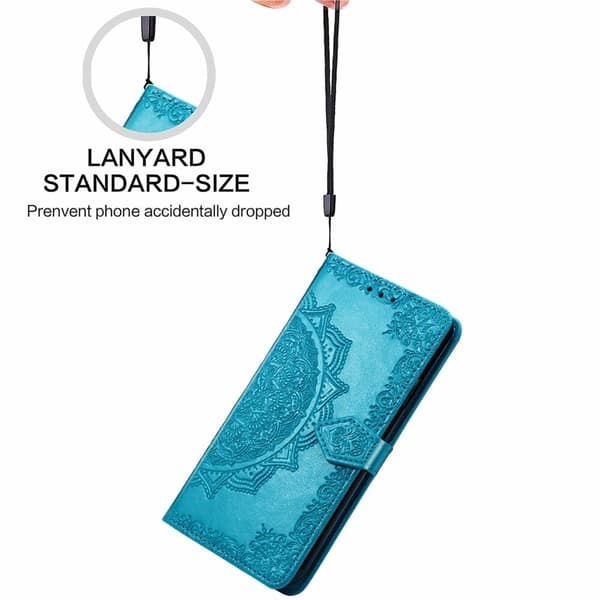 Mandala läder OnePlus 12 fodral - Blå Blå