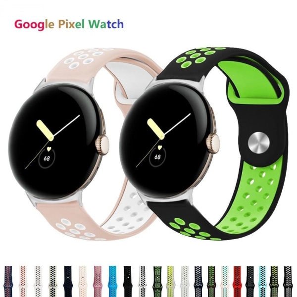 Google Pixel Watch dual-color silicone watch strap - Black / Red Röd
