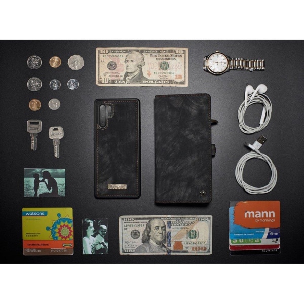 CaseMe Samsung Galaxy Note 10 Plus Zipper Wallet kotelot - Musta Black