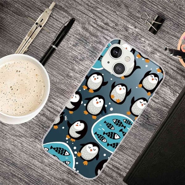 Deco iPhone 14 deksel - Pingviner Multicolor