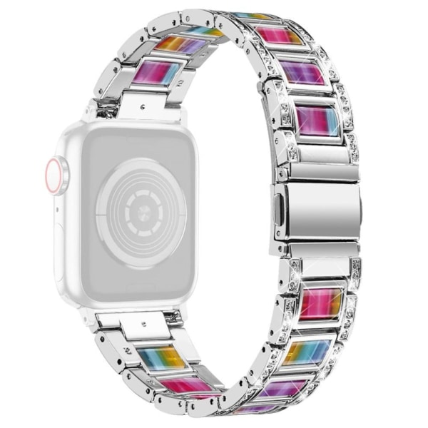 Apple Watch Series 8 (45mm) / Watch Ultra strassikivinen ruostumattomasta teräksestä valmistettu ranneke - Hopea / Värikäs Multicolor