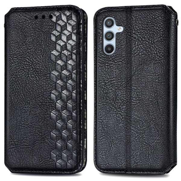 Läderfodral med A Snygg Rhombus Avtryck till Samsung Galaxy A54 - Svart Svart
