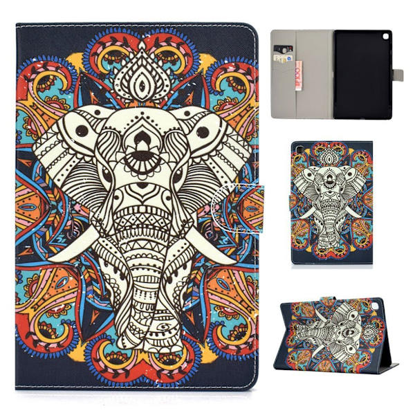 Samsung Galaxy Tab A 10.1 (2019) mønster læder etui - Elefant Blue