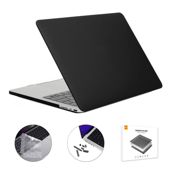 HAT PRINCE MacBook Pro 16 M1 / M1 Max (A2485, 2021) laptop- och tangentbordsskydd med dammskyddspluggar - Svart Svart
