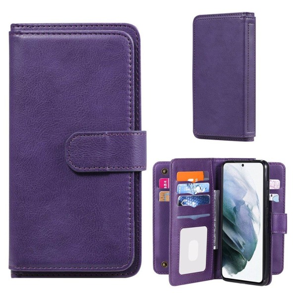 10-slot Lompakko Suojakotelo For Samsung Galaxy S21 - Violetti Purple