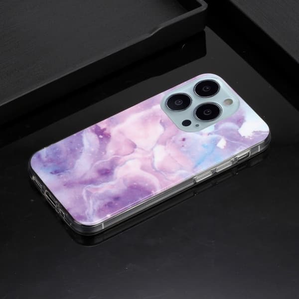 Marble iPhone 14 Pro Max Suojakotelo - Purple Starry Sky Purple