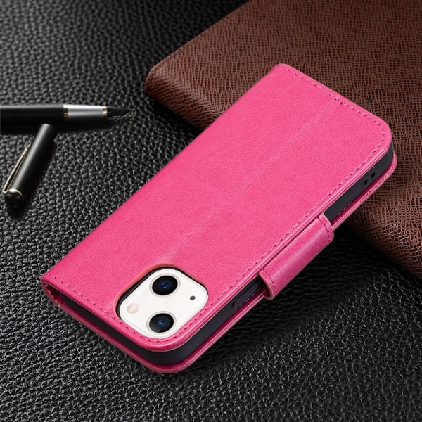 Butterfly läder iPhone 13 fodral - Rosa Rosa