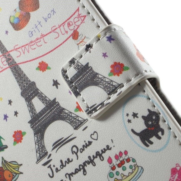 Moberg LG G4 Læder Etui Med Kortholder - Eiffel Tårnet Og Fruit Multicolor