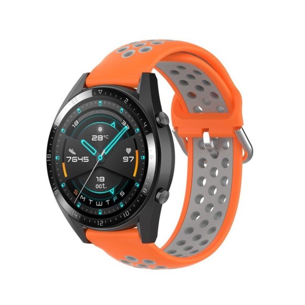 Samsung Galaxy Watch (46mm) / Gear S3 / Huawei Watch GT 2e / GT / GT 2 42mm / 46mm tofarvet silikone urrem - Orange / grå Orange