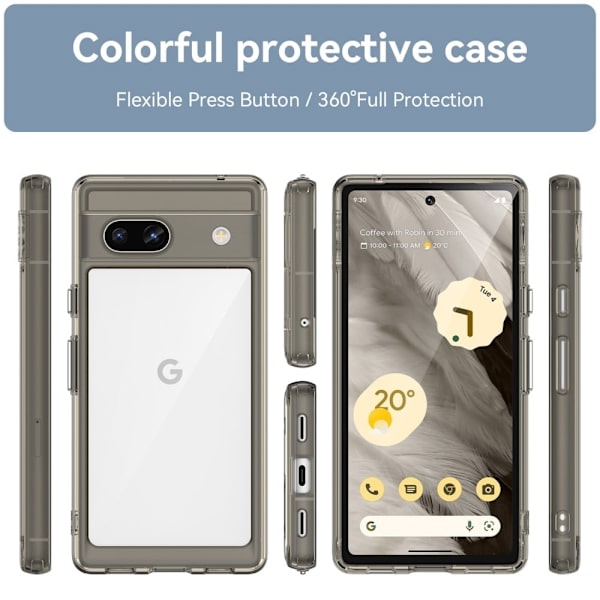 Google Pixel 7a smart akryl cover - Gennemsigtig Grå Silver grey