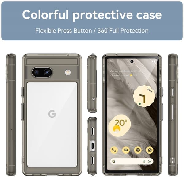 Google Pixel 7a smart akryldeksel - Gjennomsiktig Grå Silver grey