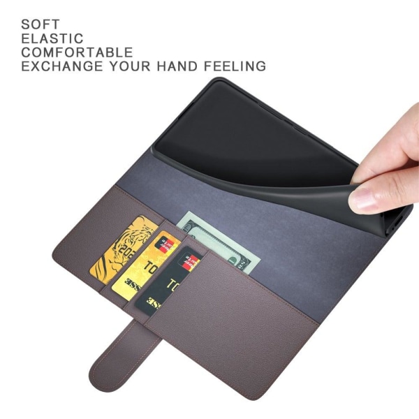 Ægte Læder Etui med Credit Card Slots til Sony Xperia 1 III - Br Brown