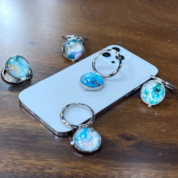 Universal marble pattern phone ring stand - Blue Break Marble multifärg