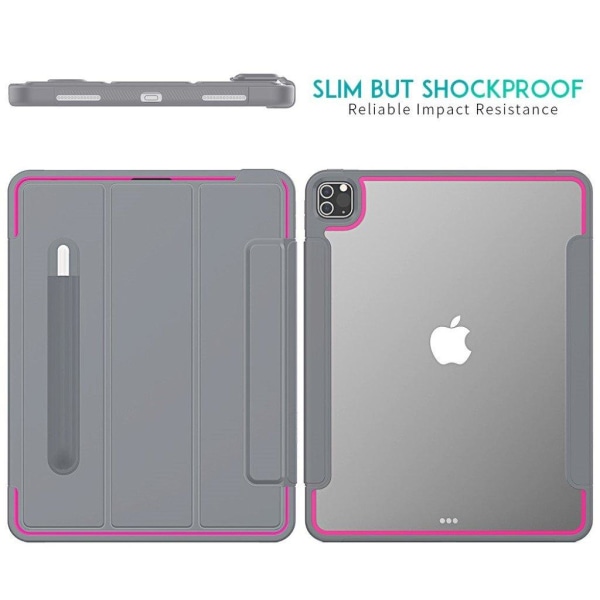 iPad Pro 12.9 inch (2020) elegant tri-fold fodral - grå / Rose Silvergrå