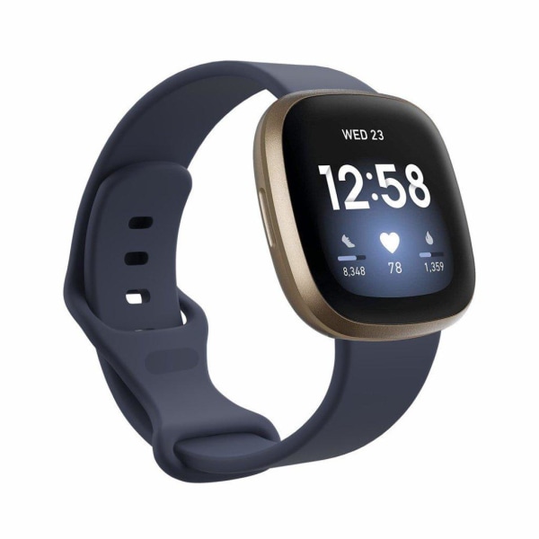 Fitbit Versa 3 / Sense silikone rem - blå grå Størrelse: L Blue