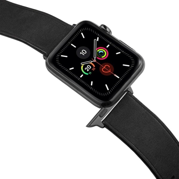 Apple Watch Series 5 / 4 40mm unik urrem i ægte læder - Sort Black