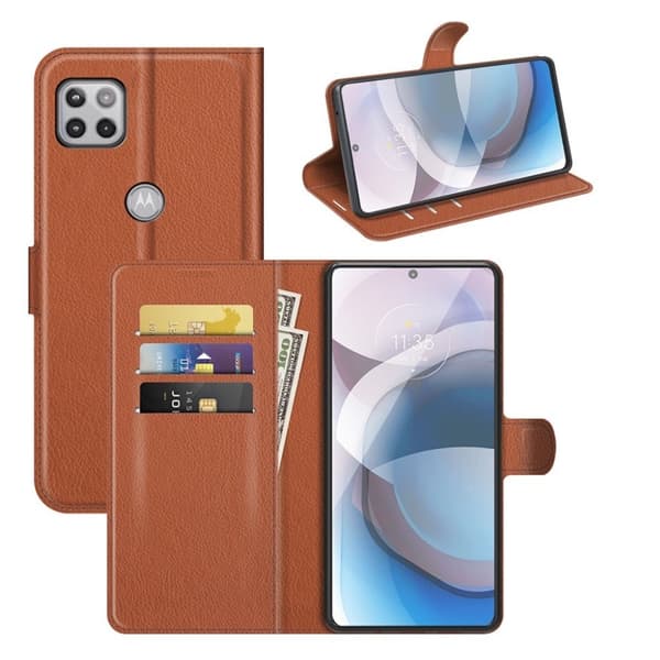 Classic Motorola One 5G Ace Flip etui - Brun Brown