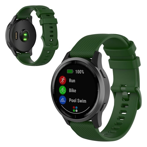 Garmin Vivoactive 4 klockarmband i silikon med rutnätstextur - Militärgrön Grön