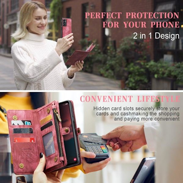 CaseMe Samsung Galaxy A54 Zipper Lompakko - Punainen Red
