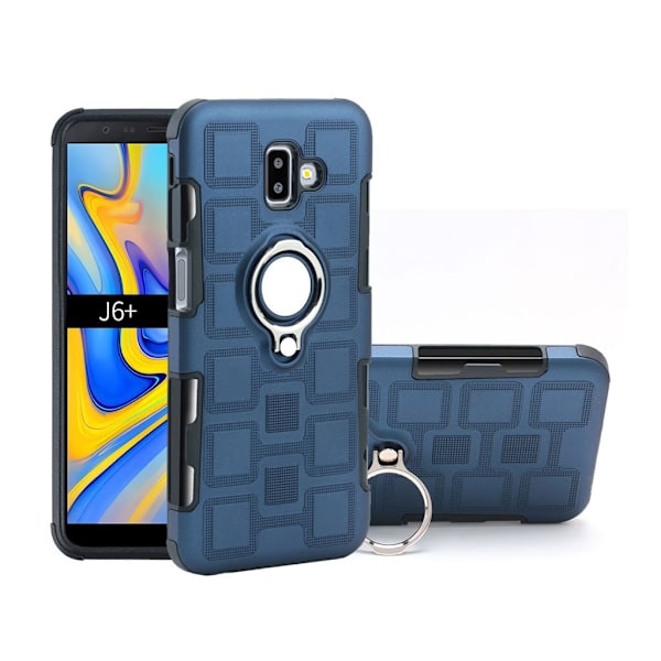 Samsung Galaxy J6 Plus (2018) Geometrisk mønster kombo etui - Mørkeblå Blue
