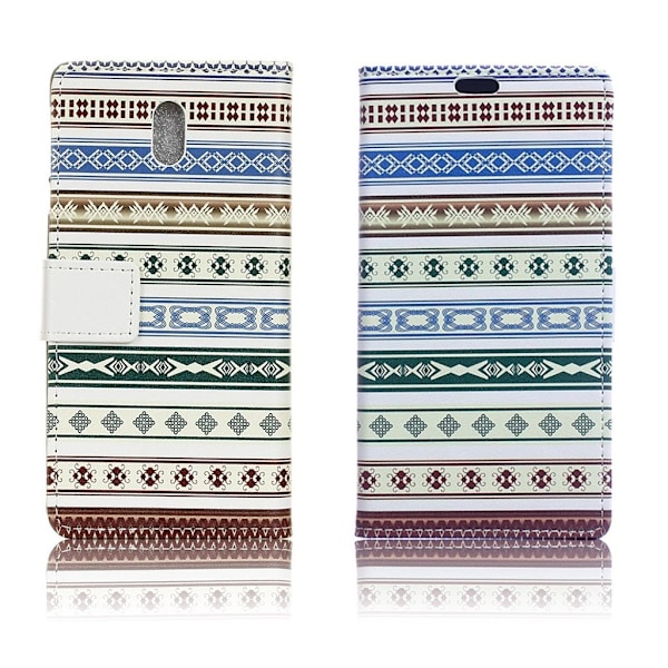 Samsung Galaxy J7 (2017) vintagetyylinen nahkakotelo - Etninen tyyli Multicolor