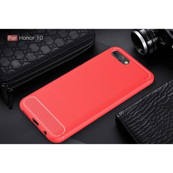 Huawei Honor 10 beskyttelsesetui i børstet silikone og plastik m Red