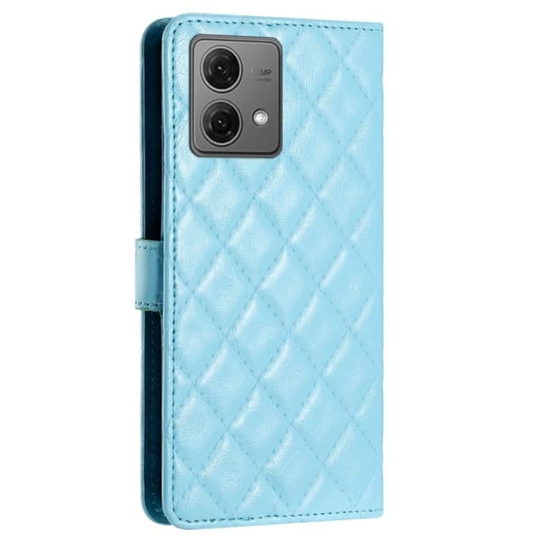Funksjonelt rombe lommebokdeksel for Motorola Moto G84 - Blå Blue