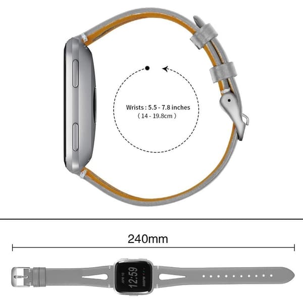 Urrem i ekte skinn til Fitbit Versa - Grå Silver grey