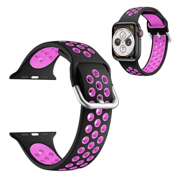 Dobbeltfarvet silikoneurrem til Apple Watch Series 6 / 5 40mm - Sort / Lilla Purple