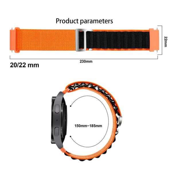 Huawei / Samsung / Huami Amazfit GTS 4 / 3 / 2 / 1 / mini Klockarmband Universal 20mm Nylon Handledsrem - Vit + Svart Vit