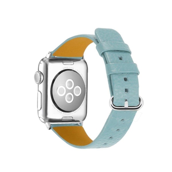 Apple Watch Series 3/2/1 42mm litchi texture watch band - Cyan Grön