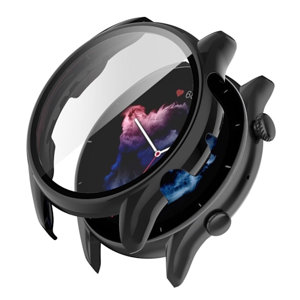Amazfit GTR 3 / GT3 Pro ramme + hærdet glas - Sort Transparent