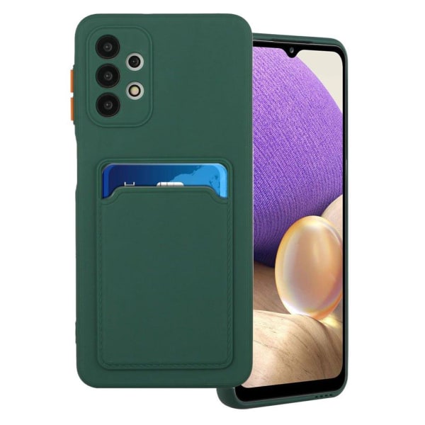 Card Holder Suojakuori For Samsung Galaxy A72 5G - Tummanvihreä Green