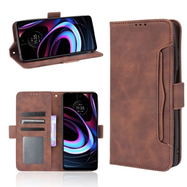 Modern-styled Læder Pung Etui til Motorola Edge (2021) - Brun Brown