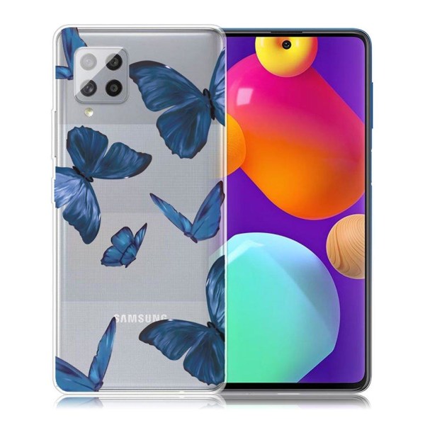 Butterfly Samsung Galaxy M62 / Samsung Galaxy F62 nahkakotelo - Sininen Perhonen Blue